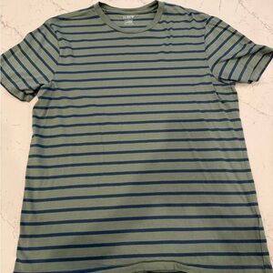 J. Crew Olive and Navy Striped Tee